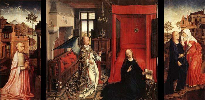 WEYDEN, Rogier van der Annunciation Triptych Germany oil painting art